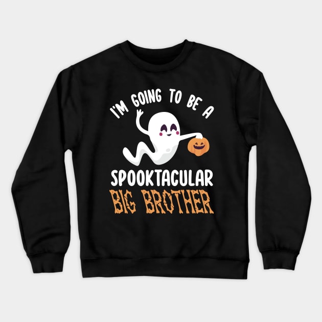 Ghost Fly Pumpkin I'm Going To Be A Spooktacular Big Brother Crewneck Sweatshirt by joandraelliot